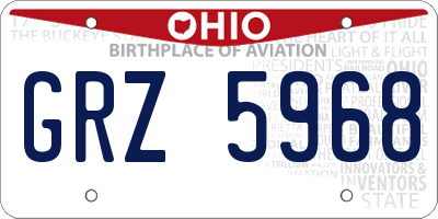 OH license plate GRZ5968