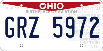OH license plate GRZ5972
