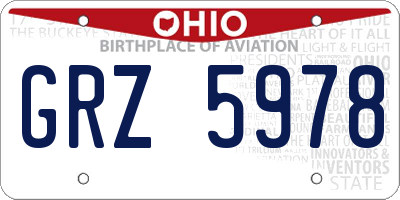 OH license plate GRZ5978