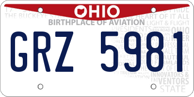 OH license plate GRZ5981