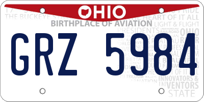 OH license plate GRZ5984
