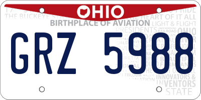 OH license plate GRZ5988