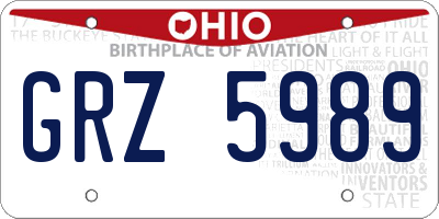 OH license plate GRZ5989