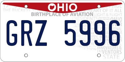 OH license plate GRZ5996