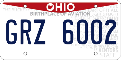 OH license plate GRZ6002