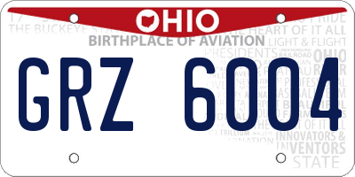 OH license plate GRZ6004