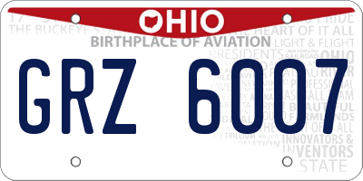 OH license plate GRZ6007