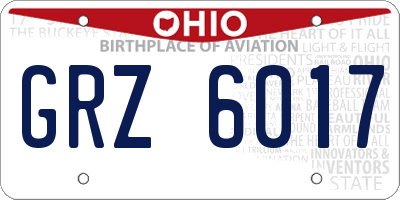 OH license plate GRZ6017