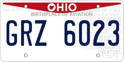 OH license plate GRZ6023