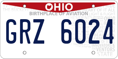 OH license plate GRZ6024
