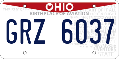 OH license plate GRZ6037