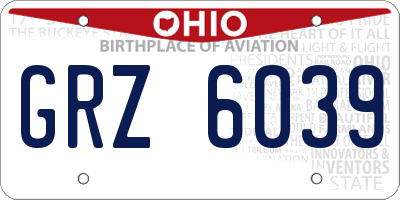 OH license plate GRZ6039