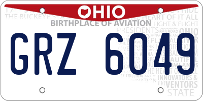 OH license plate GRZ6049