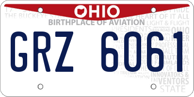 OH license plate GRZ6061
