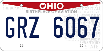 OH license plate GRZ6067