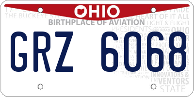 OH license plate GRZ6068