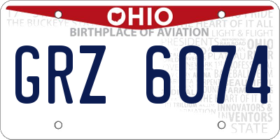 OH license plate GRZ6074