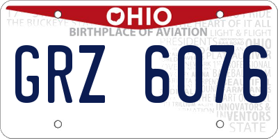 OH license plate GRZ6076