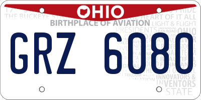OH license plate GRZ6080