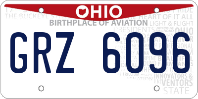 OH license plate GRZ6096