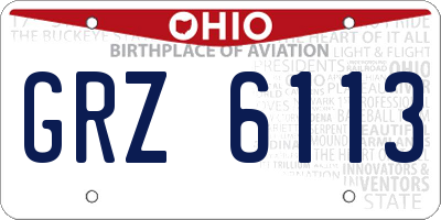 OH license plate GRZ6113