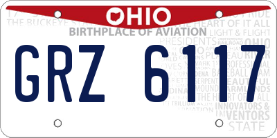 OH license plate GRZ6117