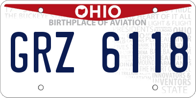 OH license plate GRZ6118