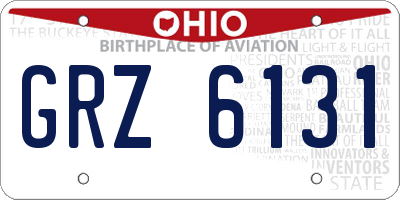 OH license plate GRZ6131