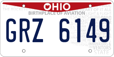 OH license plate GRZ6149