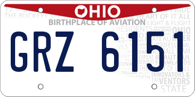 OH license plate GRZ6151