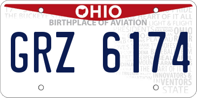 OH license plate GRZ6174