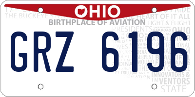 OH license plate GRZ6196