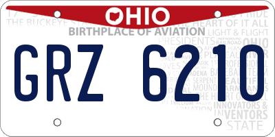 OH license plate GRZ6210
