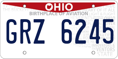 OH license plate GRZ6245