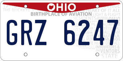 OH license plate GRZ6247