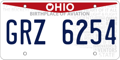OH license plate GRZ6254