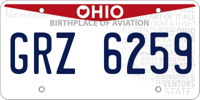 OH license plate GRZ6259