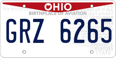 OH license plate GRZ6265