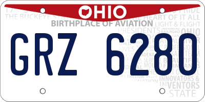 OH license plate GRZ6280