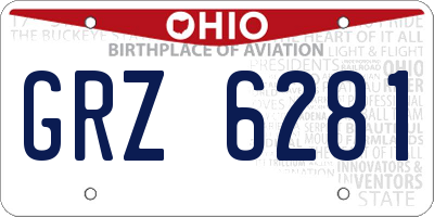 OH license plate GRZ6281