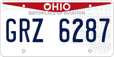 OH license plate GRZ6287