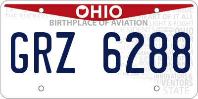 OH license plate GRZ6288