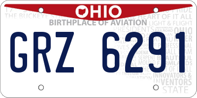 OH license plate GRZ6291