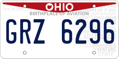 OH license plate GRZ6296