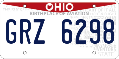 OH license plate GRZ6298