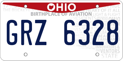 OH license plate GRZ6328