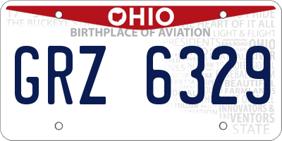 OH license plate GRZ6329