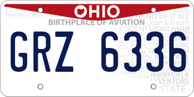 OH license plate GRZ6336