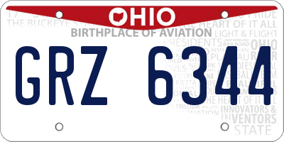 OH license plate GRZ6344