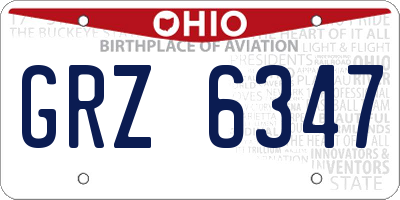 OH license plate GRZ6347